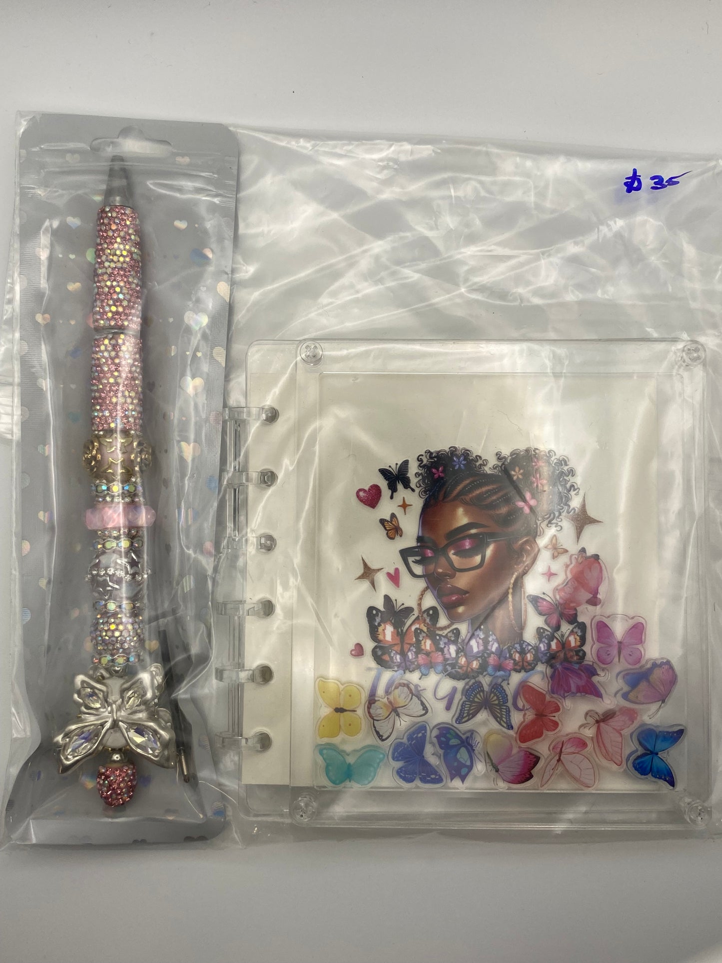 Acrylic Shaker Notebook Sets W/ Matching Pen