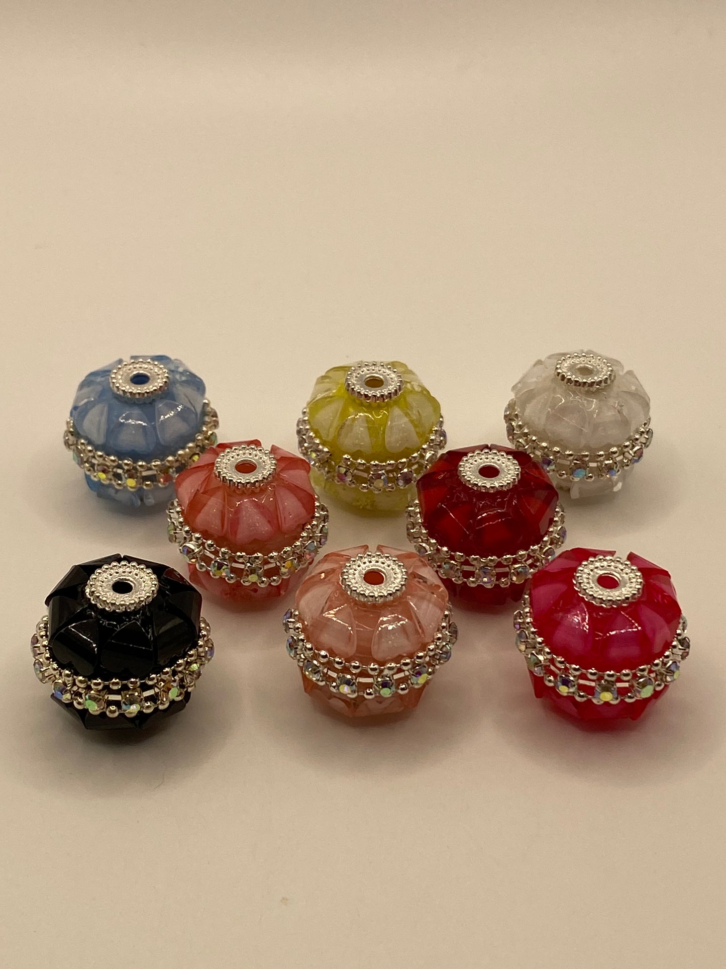 Fancy Beads W/Rhinestones & Flowers (1Pc)