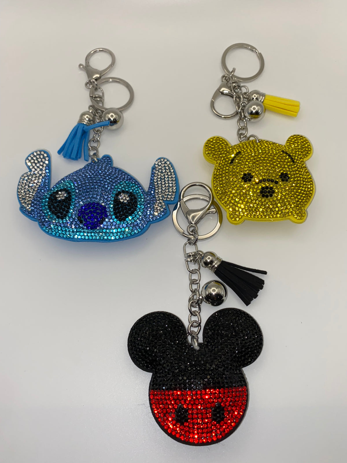 Rhinestone Character Keychains W/Tassel & Bell (1Pc)