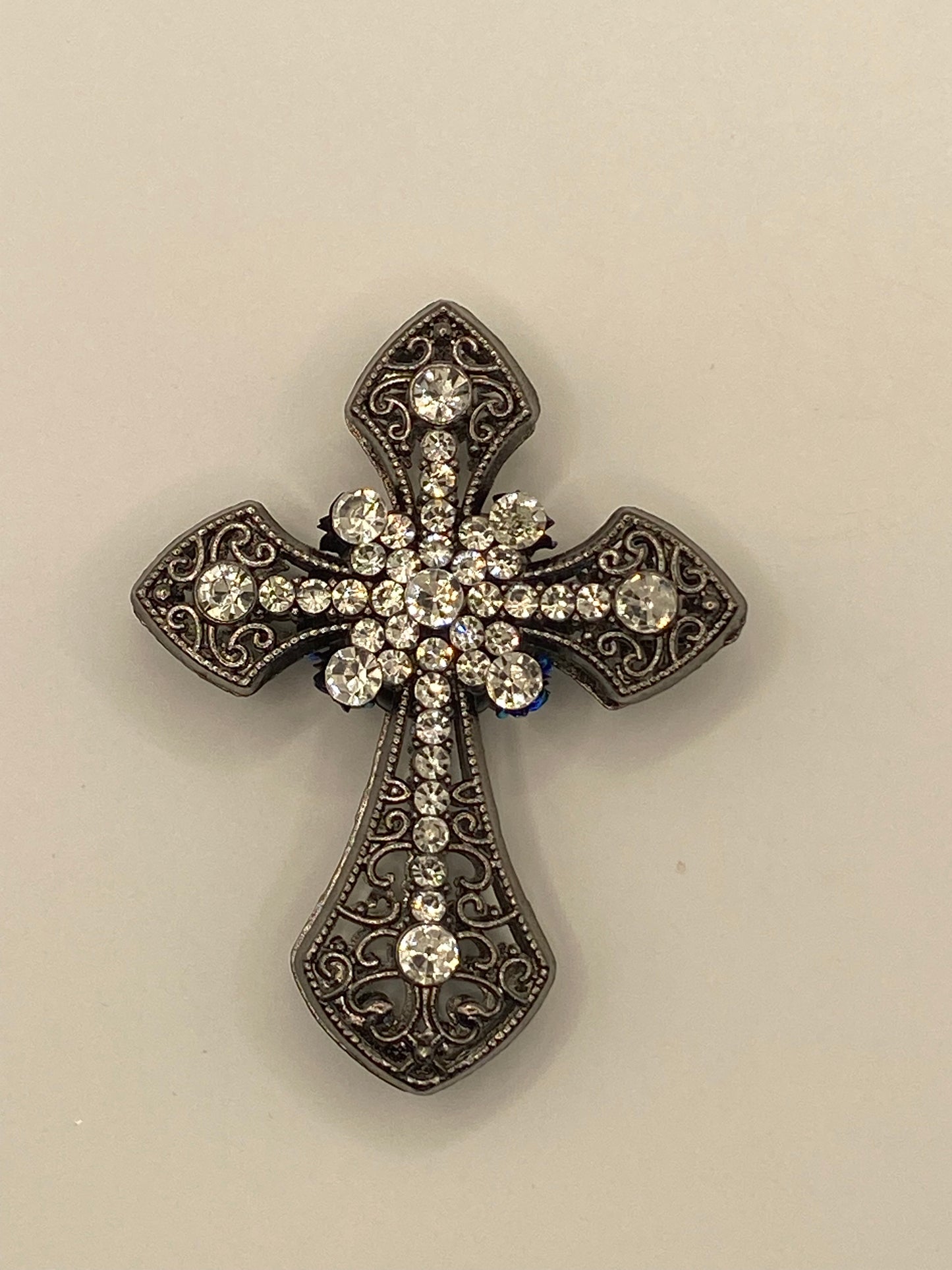 Large Metal Rhinestone Cross Beads- (1Pc)
