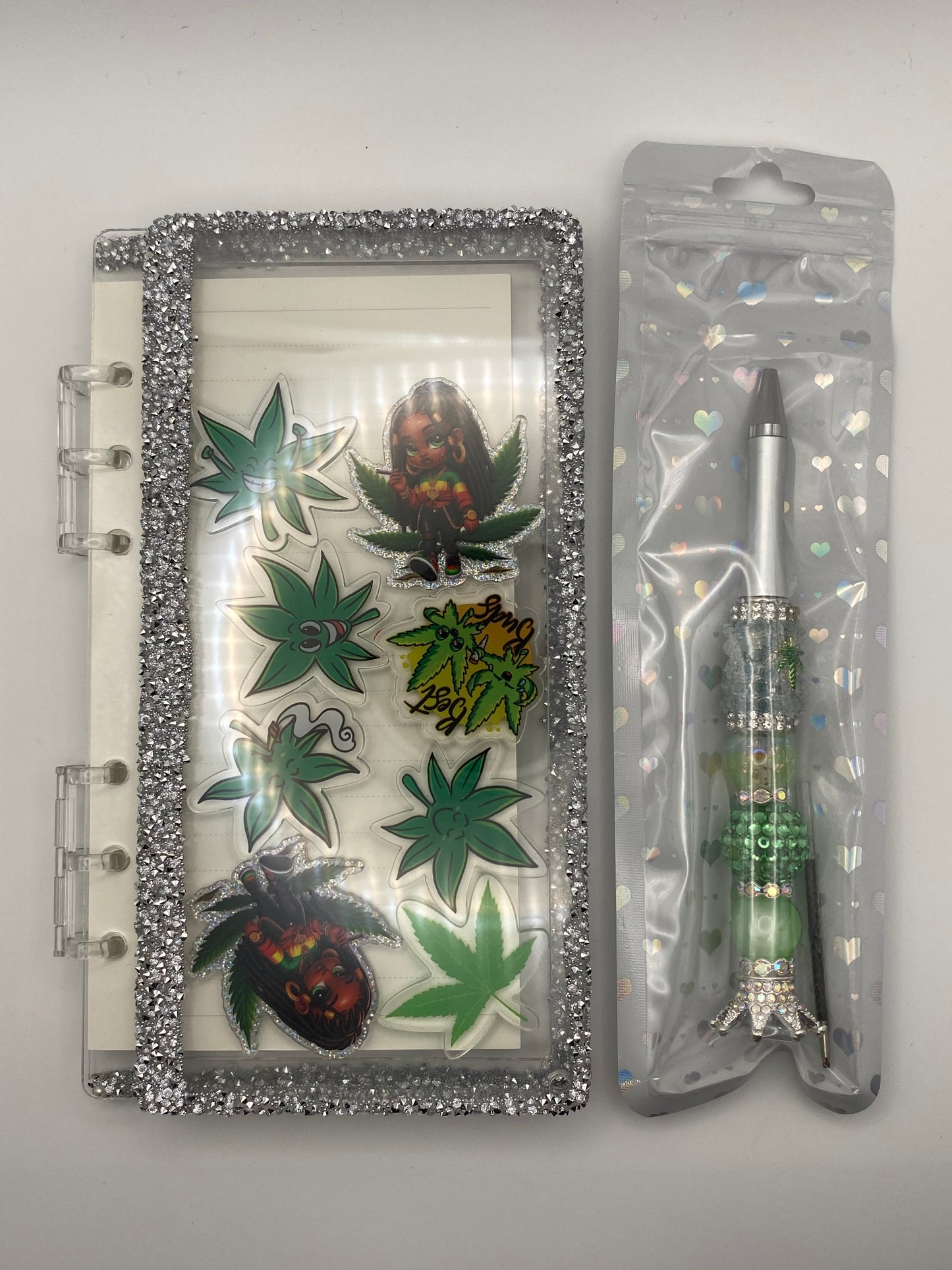 Acrylic Shaker Notebook Sets W/ Matching Pen