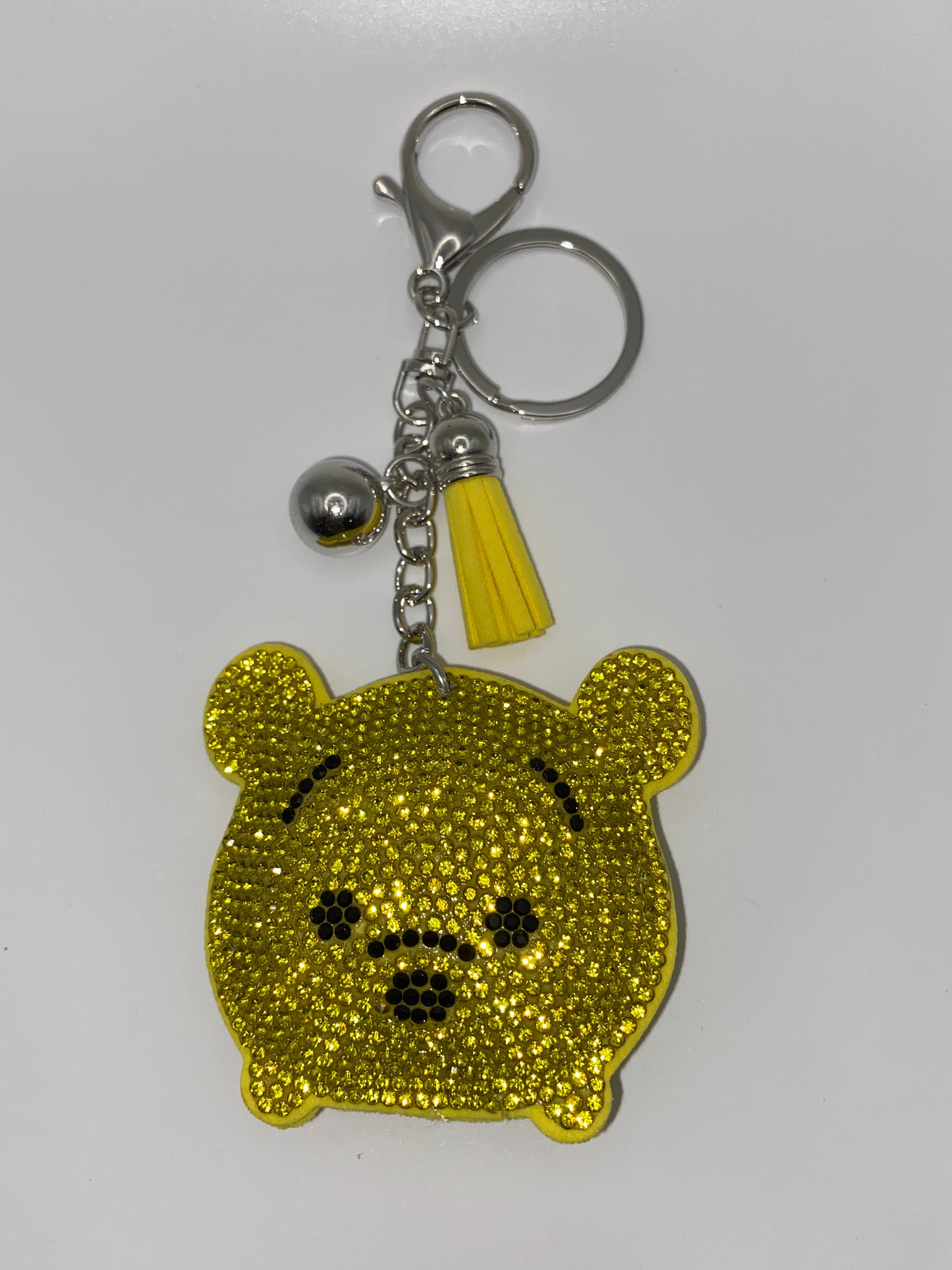 Rhinestone Character Keychains W/Tassel & Bell (1Pc)