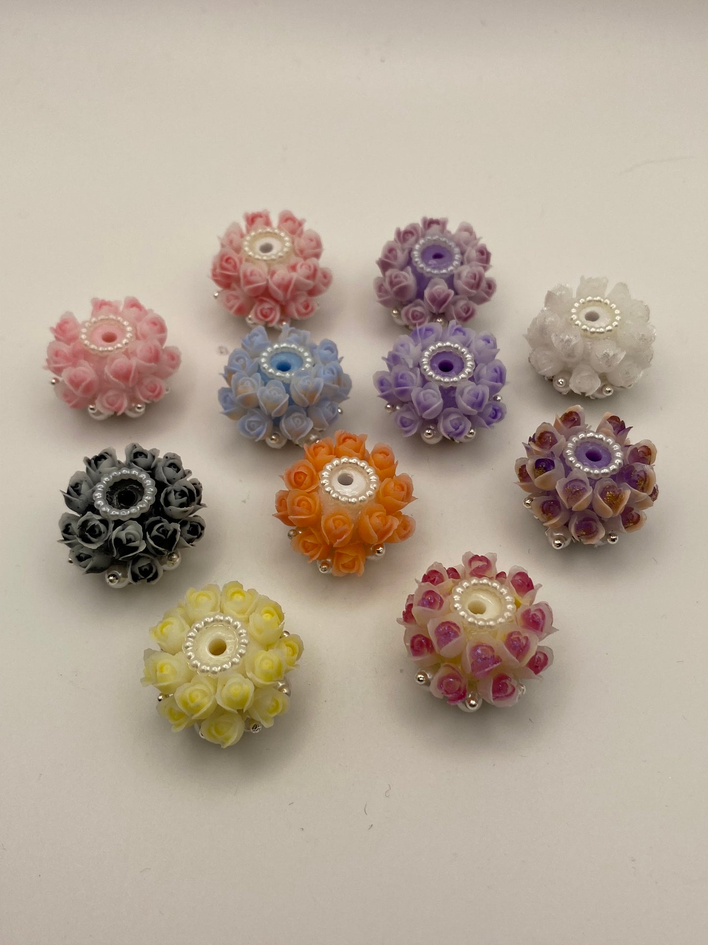 Fancy Beads W/Rhinestones & Flowers (1Pc)