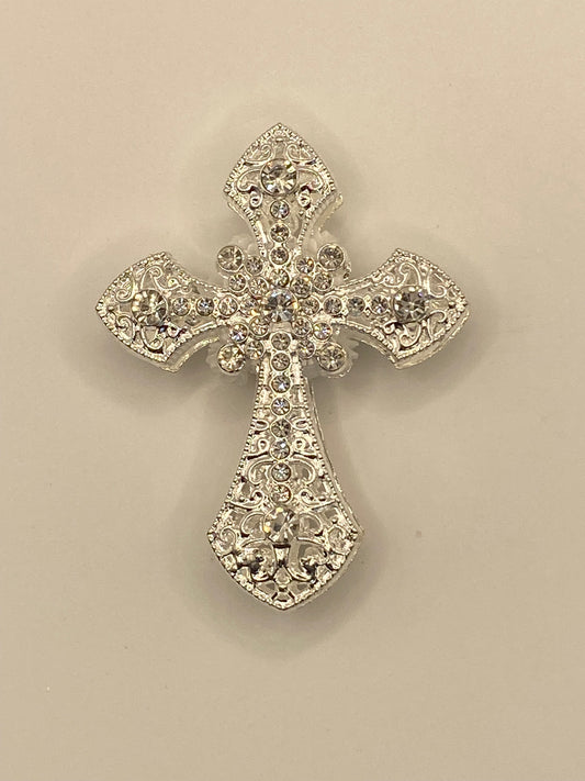 Large Metal Rhinestone Cross Beads- (1Pc)
