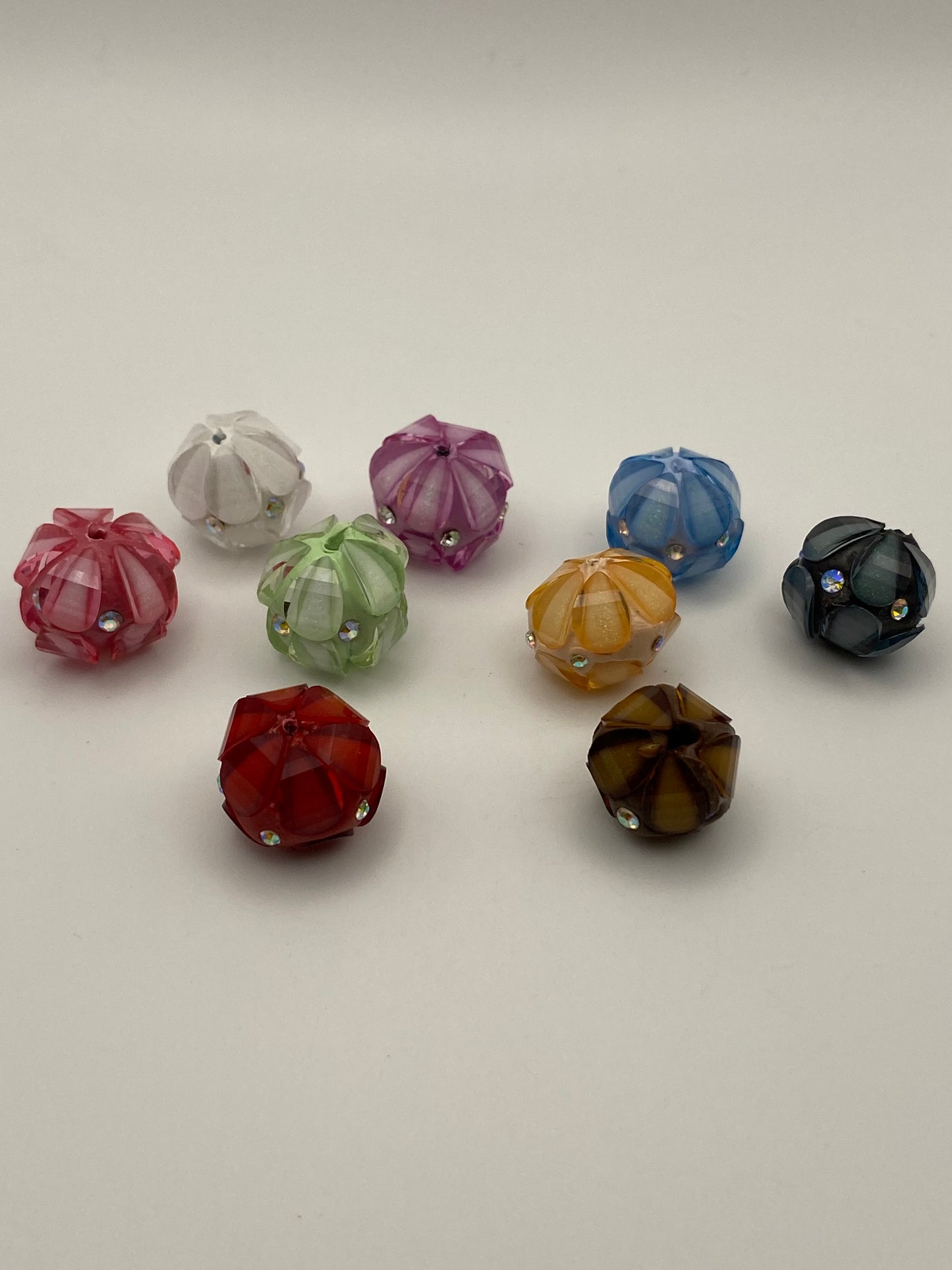 Fancy Beads W/Rhinestones & Flowers (1Pc)