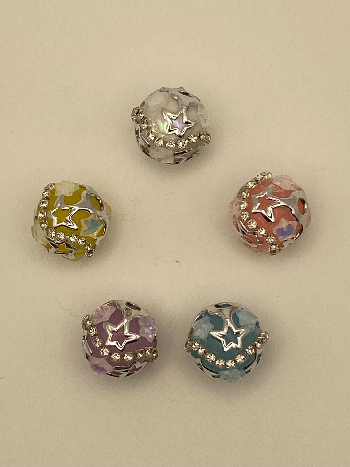 Fancy Beads W/Rhinestones & Flowers (1Pc)