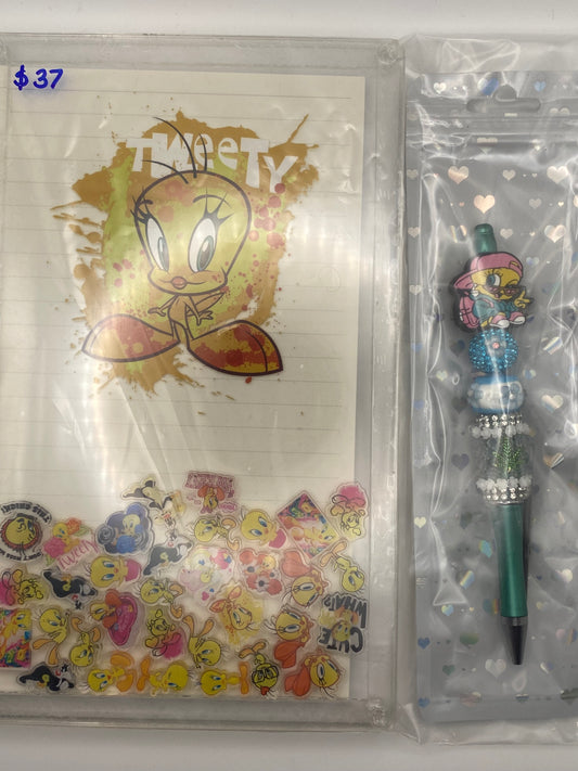 Acrylic Shaker Notebook Sets W/ Matching Pen