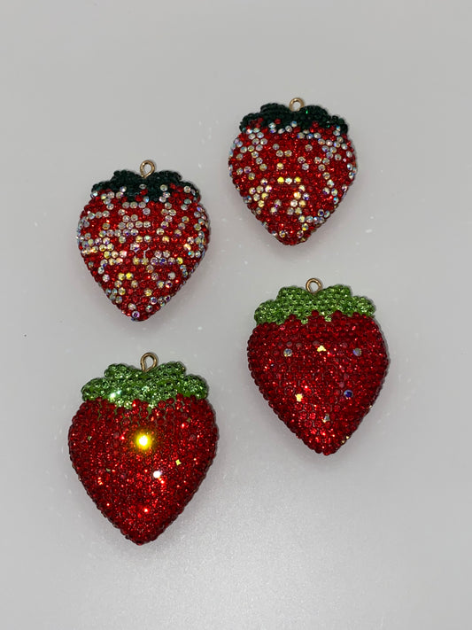Rhinestone Strawberry Pendants (1Pc)