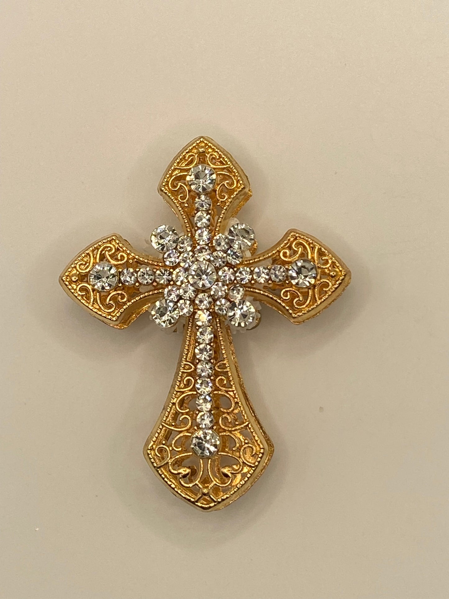 Large Metal Rhinestone Cross Beads- (1Pc)