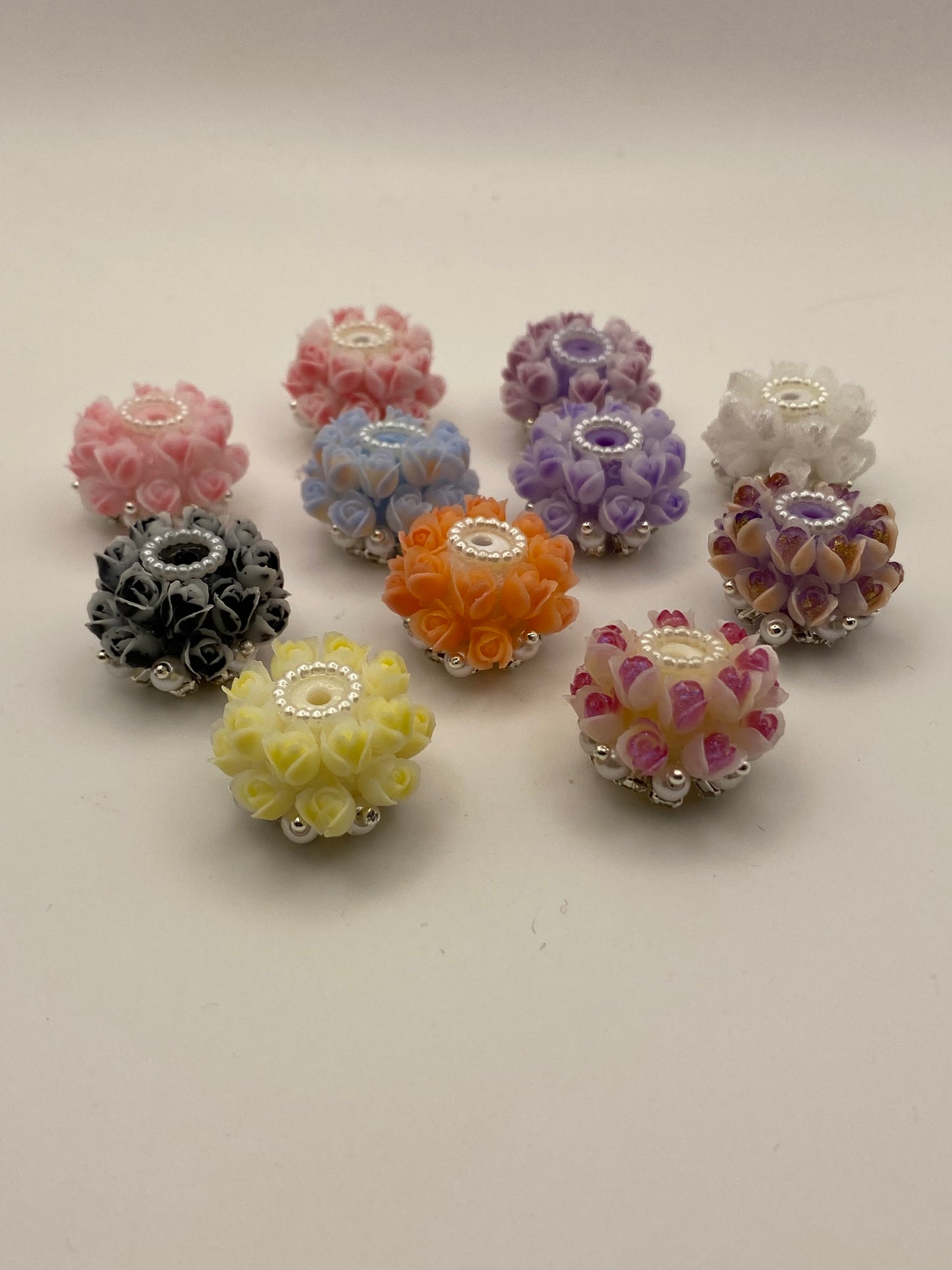 Fancy Beads W/Rhinestones & Flowers (1Pc)
