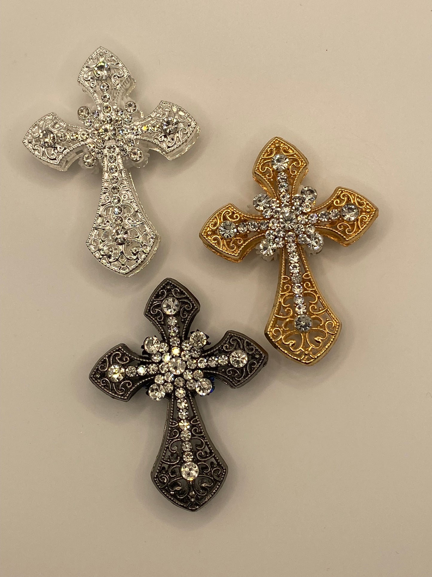 Large Metal Rhinestone Cross Beads- (1Pc)