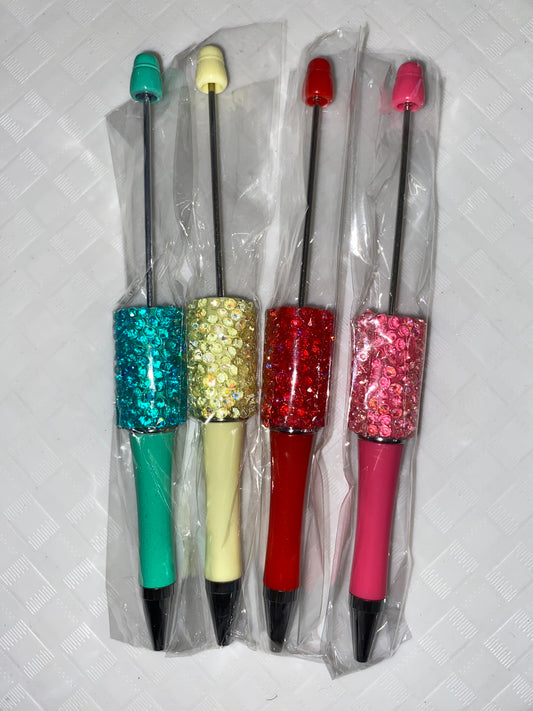 Blinged Out Plastic Beadable Pens In Different Colors And Styles