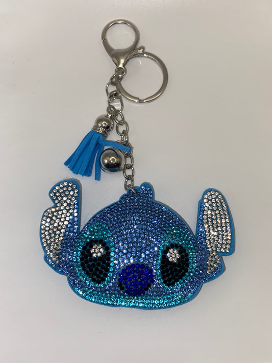 Rhinestone Character Keychains W/Tassel & Bell (1Pc)