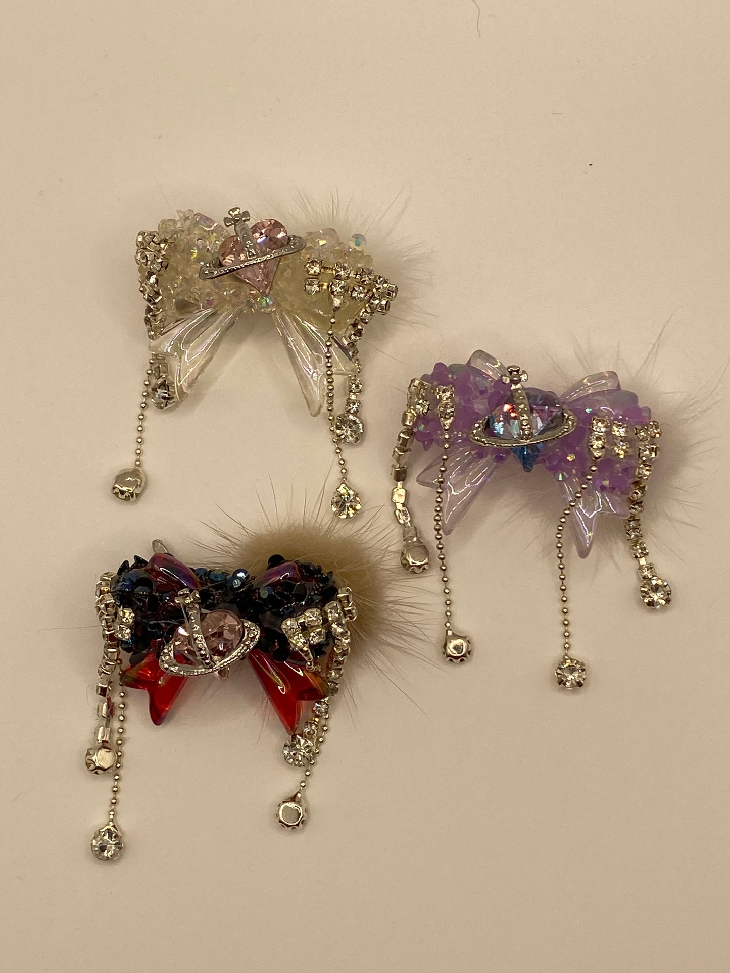 Fancy Bows W/Dangles & Accents
