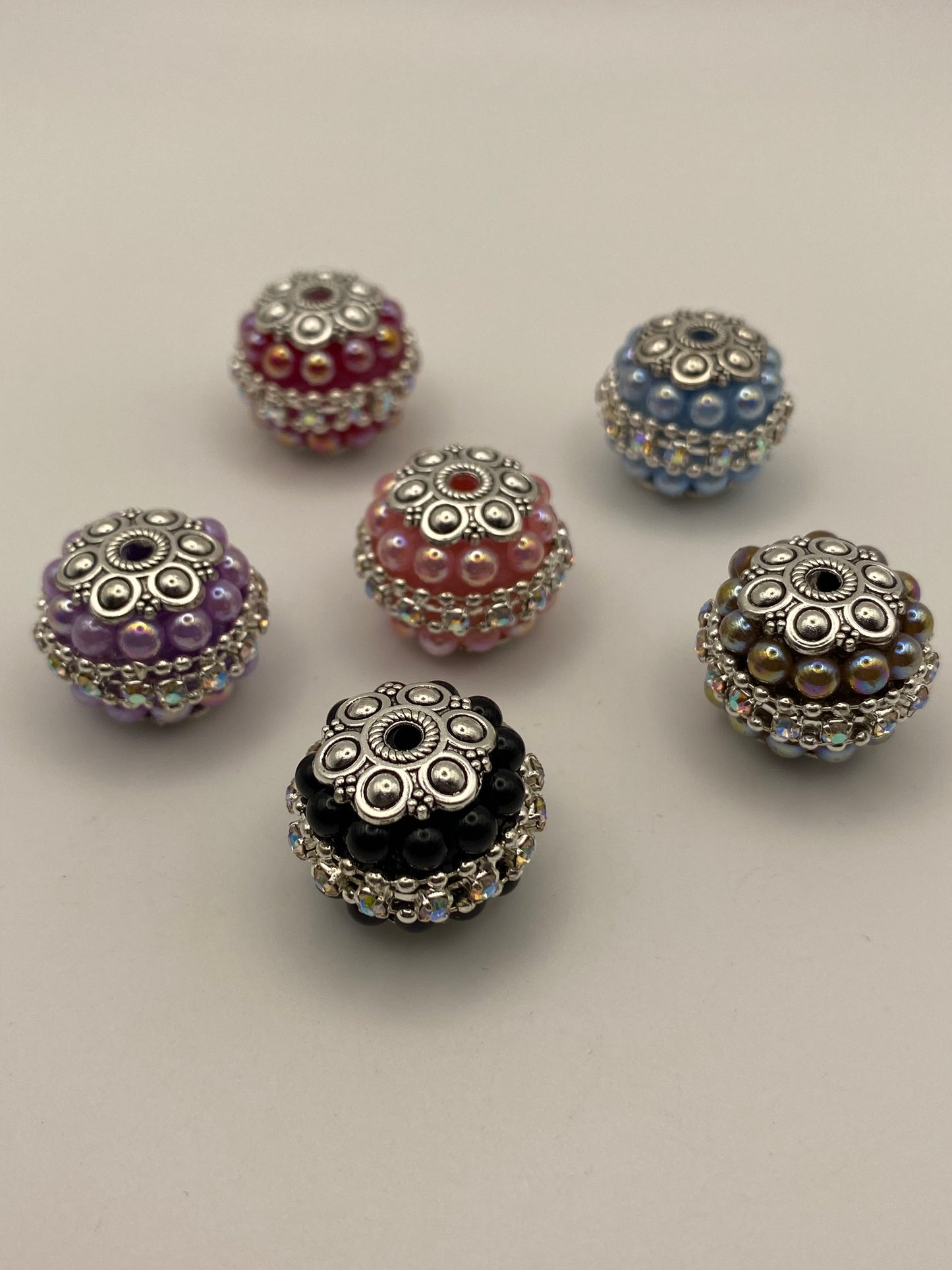 Fancy Beads W/Rhinestones & Flowers (1Pc)